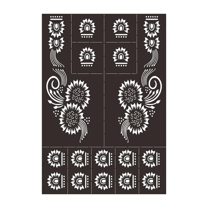 sengpan Reusable Temporary Henna Tattoo Stencil for Hand Arm Sleeve Mehndi Stencils Designs Painting Template DIY Tattoo Supplies