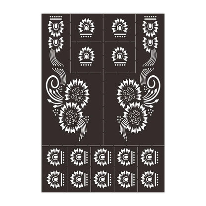 sengpan Reusable Temporary Henna Tattoo Stencil for Hand Arm Sleeve Mehndi Stencils Designs Painting Template DIY Tattoo Supplies