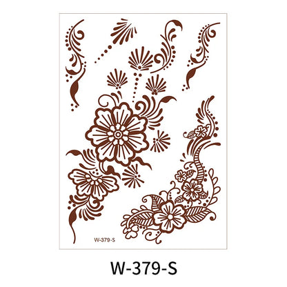 sengpan Waterproof Temporary Brown Henna Tattoo Stickers Chest Lace Mandala Henna Tattoos for Women Diamond Flower Body Art Fake Tatoo