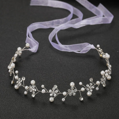 Lianfudai Elegant Women Hair Accessories Bridal Headband Crystal Pearl Hairband Head Ornament Ladies New Hair Jewelry For Wedding