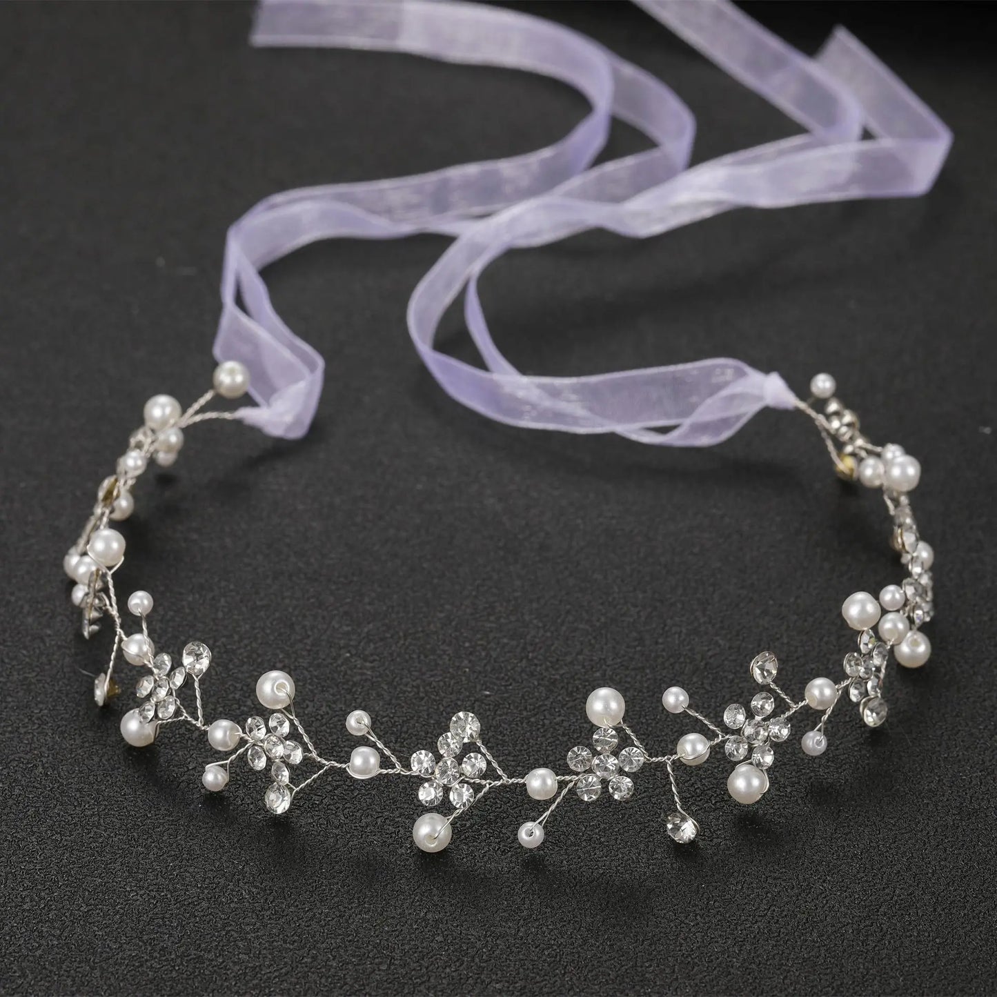 Lianfudai Elegant Women Hair Accessories Bridal Headband Crystal Pearl Hairband Head Ornament Ladies New Hair Jewelry For Wedding