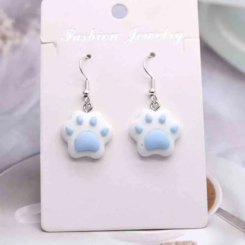 sengpan 20*22mm  Earring For Women 3D Simulation Resin Handmade Mini Cartoon Cat Paw Drop Earrings Funny Gift