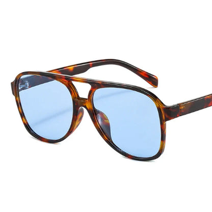 sengpan Fashion Pilot Oversized Sunglasses Woman Personality Double Bridges Sun Glasses Female Retro Leopard Orange Mirror Eyewear