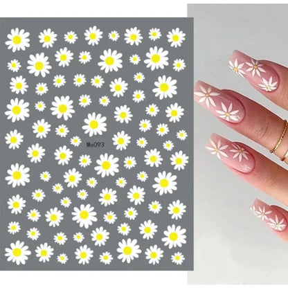 sengpan Simple Flowers 3D Nail Stickers Spring Summer Blossom Floral Tulip Fruit Nail Art Decals Adhesive Sliders Manicure Decorations