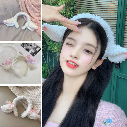 sengpan Soft Lamb Headband Animal Shape Plush Ears Hair Hoop for Washing Face Animal Hairbands Cartoon Costume