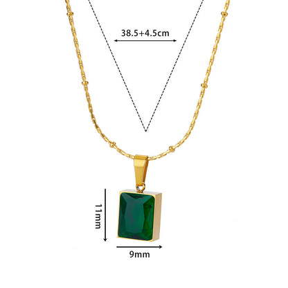 sengpan Square Zircon Necklace for Women Stainless Steel Gold Plated Necklaces New In Trend Crystal Wedding Jewelry Free Shipping