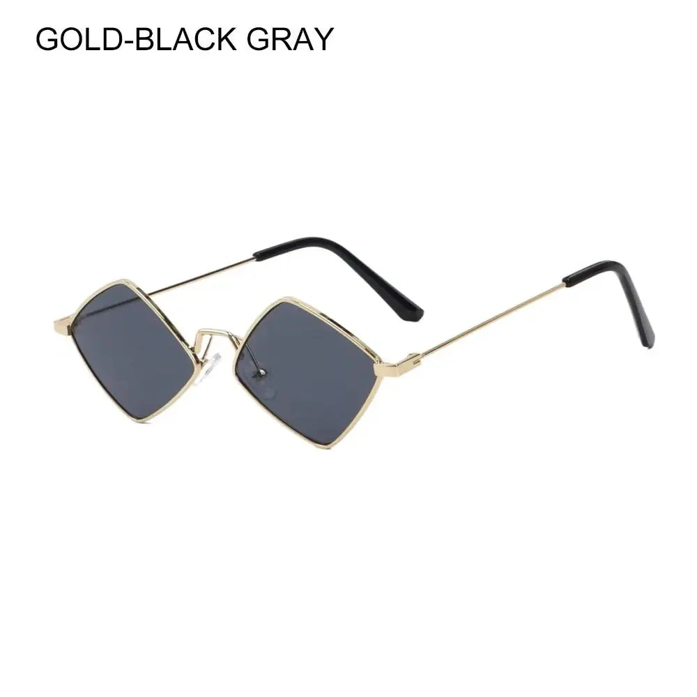 sengpan Summer Women Sunglasses Irregular Vintage Small Frame Rhombus Ladies Sunglasses Shades Retro Alloy Eyewear Black