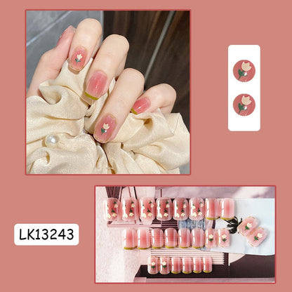 sengpan 24p Artifical Fake Nails Full Coverage False Nails White Clouds French Long Wearing Reusable Nail Coffin Ballerina Press on Nail