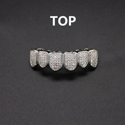 sengpan  Teeth Grillz Set For Unisex Top Bottom Mouth Gold Silver Color Teeth Grills Tooth Cap Removable Dental Fashion Jewelry