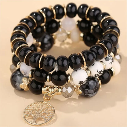 sengpan  Bohemian White Crystal Beads Strand Bracelets For Women Girls Ethnic Tree Of Life Charm Wrap Bracelet Pulseira Feminina