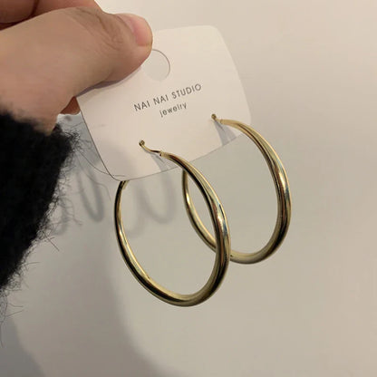 sengpan Metal Punk Style Oversized Large Hoop Earrings Twisted Big Circle Round Loop Earrings for Women Exaggerate Party Jewelry Gifts