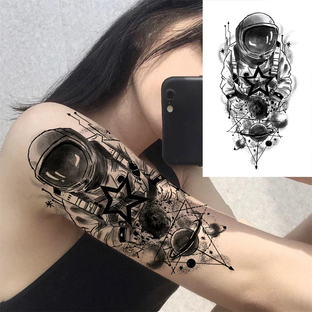 sengpan Death Skull Flower Temporary Tattoo For Women Girls Snake Bird Peony Tattoo Sticker Black Fake Blossom Sexy Tatoo Transfer Adult