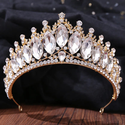 sengpan Bridal Headpiece Wedding Crown Gold Silver Color Rhinestone Crystal Diadem Queen Crown Princess Tiaras Wedding Hair Jewelry