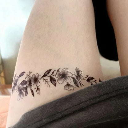 sengpan Flower Vine Thigh Ring Tattoos Sticker Sexy Floral Temporary Tattoos Lasting Waterproof Arm Tattoo for Women Art Fake Tattoos