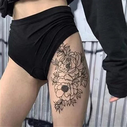 sengpan Dark Flower Sexy Tattoo Temporary Waterproof Female Stickers Chest ArmThigh Fashion Tatuajes Temporales Para Mujer Fake Tattoos