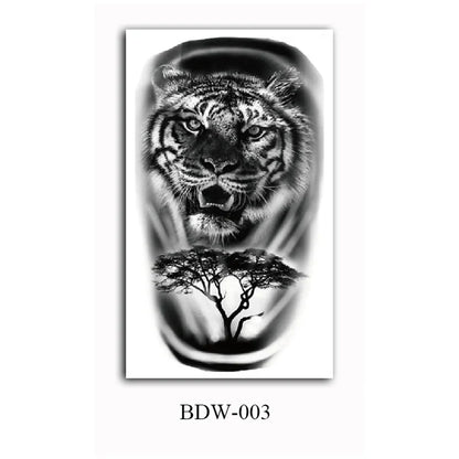 sengpan Small Arm Waterproof Temporary Tattoos for Men Tiger Wolf Animal Tattoo Stickers Body Art Skeleton Fake Tattoo for Women