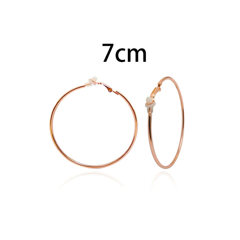 sengpan Round Circle Hoop Earrings Clip Without Piercing Women Gold Silver Stainless Steel Plating Rings Ear Clips Fashion Jewelry Gift