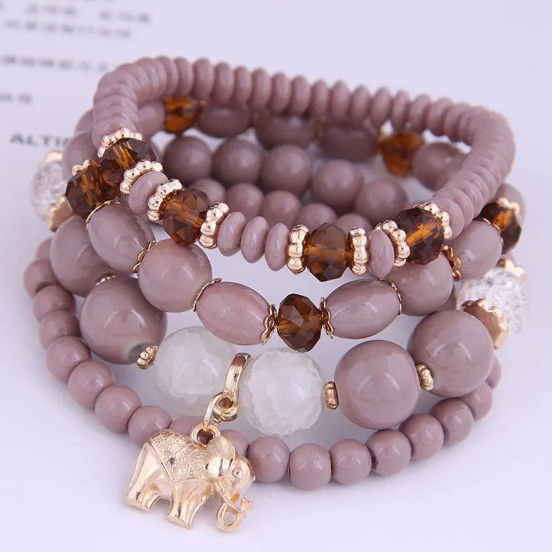 sengpan  Bohemian White Crystal Beads Strand Bracelets For Women Girls Ethnic Tree Of Life Charm Wrap Bracelet Pulseira Feminina