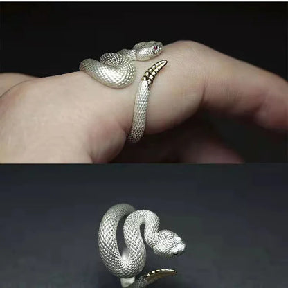 sengpan New Vintage Snake Ring For Men Women Fashion Exquisite Punk Black White Rattlesnake Couple Ring Gothic Luxury Jewelry Gift