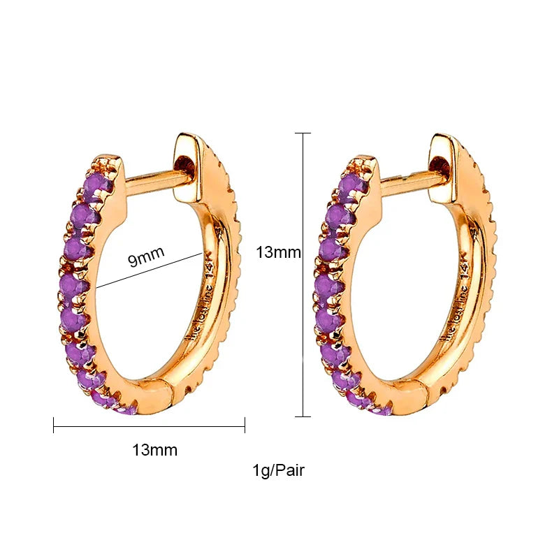 Lianfudai Violet Cubic Zirconia Hoop Dangle Earrings For Women Fashion Gold Plated Earring Set 2024 Jewelry Accessories Wholesale