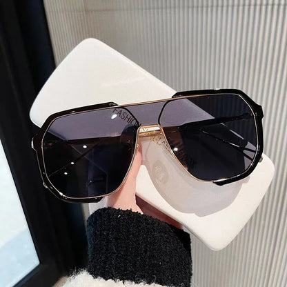 Lianfudai Oversized Sunglasses Women 2024 New Unique One Piece Fashion Sunglasses For Men UV400 Punk Glasses Trending Female Eyewear UV400