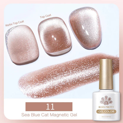 sengpan 10ml Double Light Reflective Glass Cat Magnetic Gel Sparkling Rainbow Color Gel Nail Polish Varnis Semi Permanent