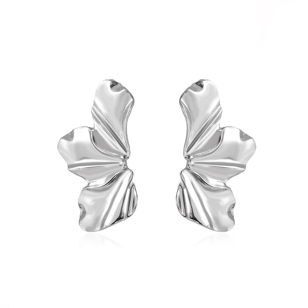 Lianfudai New  Trendy Design French Petal Stud Earrings For Women Korean Fashion Earring Birthday Party Jewelry Gifts