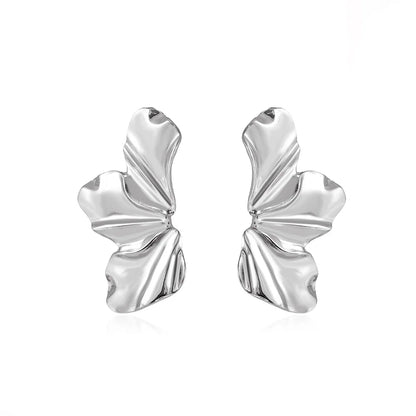 Lianfudai New  Trendy Design French Petal Stud Earrings For Women Korean Fashion Earring Birthday Party Jewelry Gifts