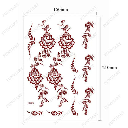 sengpan Brown Henna Tattoos for Hand Waterproof Temporary Tattoos Fake Tattoo for Women Body Art Flower Hena Design Mehndi Stickers