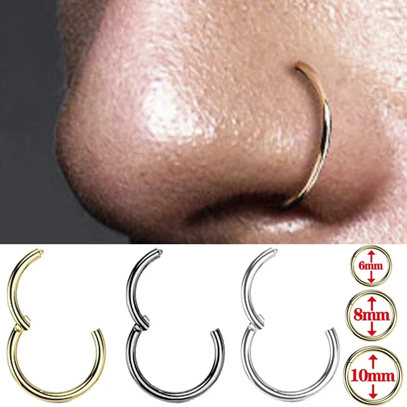 sengpan 3pcs Round Shaped Fake Nose Ring Hoop Septum Rings Stainless Steel Nose Fake Piercing Oreja Pircing Jewelry Nose Ring Piercing