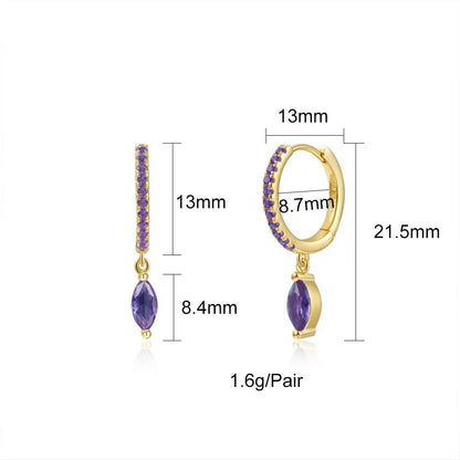 Lianfudai Violet Cubic Zirconia Hoop Dangle Earrings For Women Fashion Gold Plated Earring Set 2024 Jewelry Accessories Wholesale