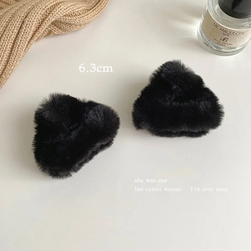 sengpan Plush Cat Ears Hair Clips For Women Girls Lamb Cashmere Hairpin Forehead Bangs Clip Fluffy Children New Winter Hair Accessories