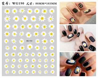 sengpan Simple Flowers 3D Nail Stickers Spring Summer Blossom Floral Tulip Fruit Nail Art Decals Adhesive Sliders Manicure Decorations