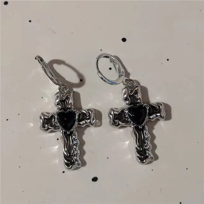 sengpan Classic Cross Crystal Replaceable Exquisite silver Color Earrings For Women Men Hiphop Party Jewelry Gifts