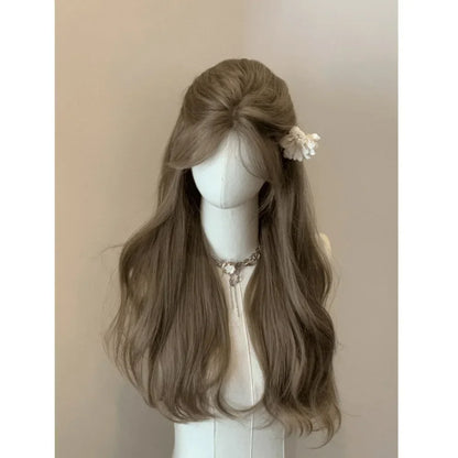 sengpan Wigs for Women Brown Long Curly Hair Big Wave Wig Natural Curls Headband Lolita Wig Heat Resistant Cosplay Synthetic 가발