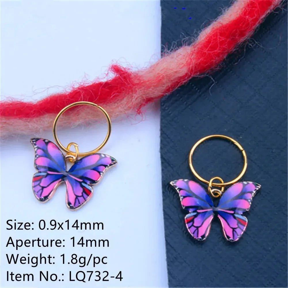 sengpan 5-20pcs Boho Butterfly Hair Ring Dreadlocks Beads Hair Braid Rings Clips Dread Locks Hair Braiding Accessories