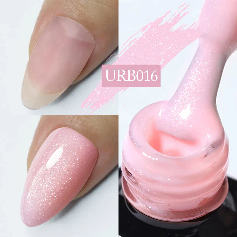 sengpan SUGAR Aurora Rubber Gel Nail Iridescent Pearl Effect Metallic Mirror Nails Manicure Soak Off UV LED No Wipe Top Coat Base Gel