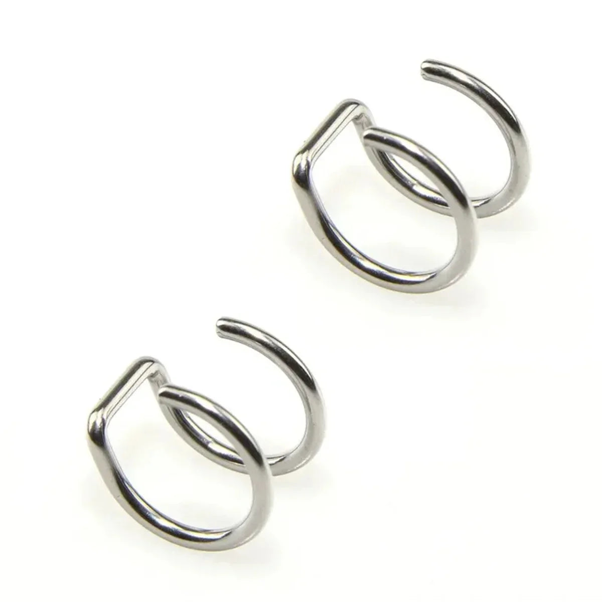 sengpan 2pcs 316L Stainless Steel Fake Ear Piercing Jewelry for Women Men, Clip on Ear Cuffs Fake Lip Ring Non Piercing Labret Rings