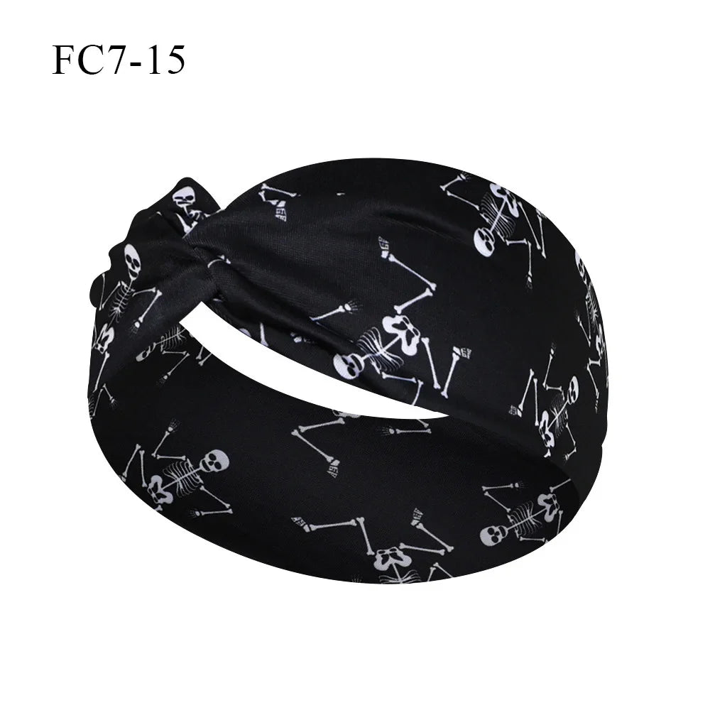 sengpan Halloween Skeleton Turbans Yoga Elastic Head Wrap Women Headband Wide Hairbands Headwear Bandanas Fashion Hair Band YZL05-5