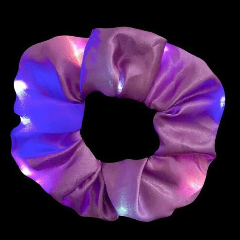 sengpan Colorful LED Hair Scrunchies Light Up Hair Bands Elastic LED Light Women Girls Hair Ties for Halloween Christmas Glow Part