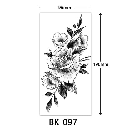 sengpan Black Flower Tattoo Stickers for Hand Arm Waterproof Temporary Tattoos for Women Butterfly Fake Tattoo Sleeve Tatoos Girls