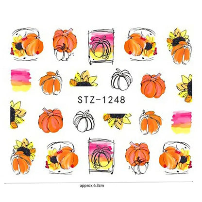 sengpan 5pcs Halloween Pumpkins Nail Art Water Decals Stickers Mummy Ghost Fake Nail Accessories DIY Nail Stickers Spiders Web