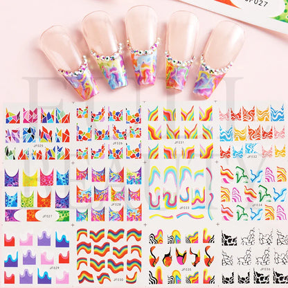 sengpan 12pcs Neon Graffiti Rainbow Design Stickers For Nails Halloween Skeleton Bleeding Ghost Vessel Sliders Decor Accessory LEJF37-48