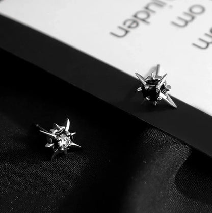 sengpan New Trend Black Zircon Star Stud Earrings for Men Women Black Couple Personality Hip-hop Earrings Party Accessories Jewelry