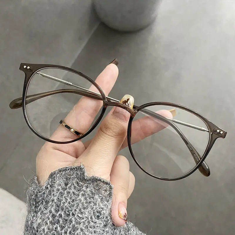 Lianfudai 2024 New unisex round polygon glasses for men women metal frame glasses plain glasses Nearsighted Eyewear Glasses