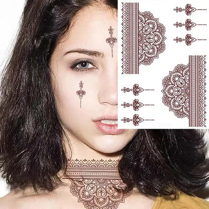 sengpan Brown Henna Tattoo Sticker for Hand Waterproof Henna Tattoos for Women Temporary Tattoo Fake Hena Tatoo