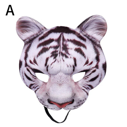 sengpan 3D Tiger Pig Bunny Rabbit Leopard Half Face Mask Creative Funny Animal Halloween Masquerade Party Cosplay Costume Decor