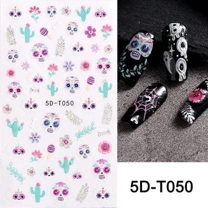 sengpan Spider Nail Art Stickers Halloween Design Ghost Skull Spider Webs Pumpkin Nail Decors Y2K Diamond Charms Manicure Decals GLJI-DZ