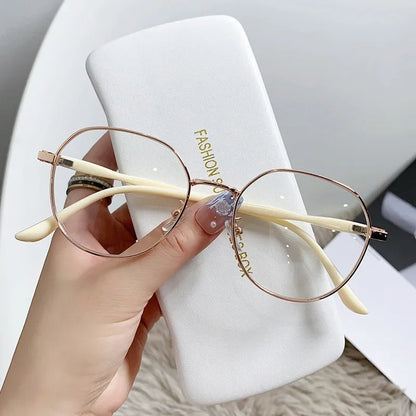 sengpan Metal Round Decor Round Glasses Women Anti Blue Light Computer Glasses Lentes Black Metal Spectacle Frame 0 Diopter 2024 Glasses