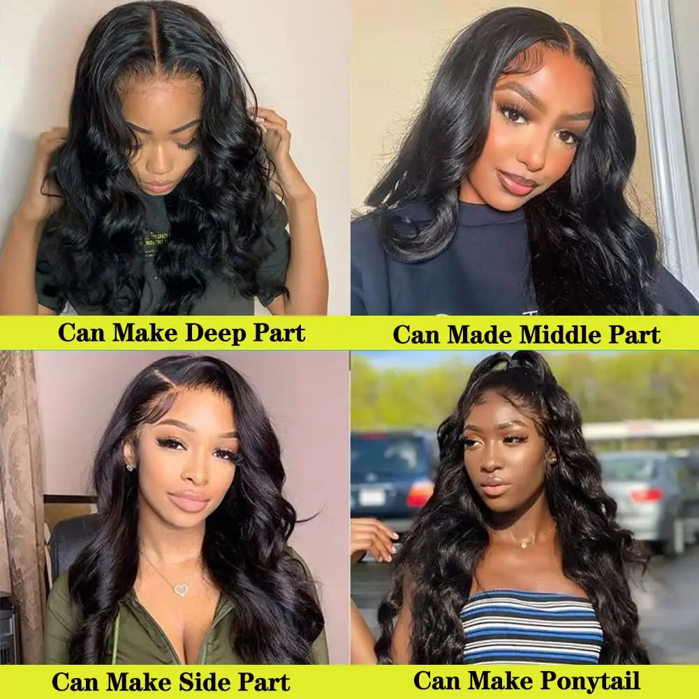 sengpan Body Wave Lace Front Human Hair Wigs for Black Woman 13x6 HD Lace Frontal Wig 180 Density Transparent Preplucked Human Hair Wig